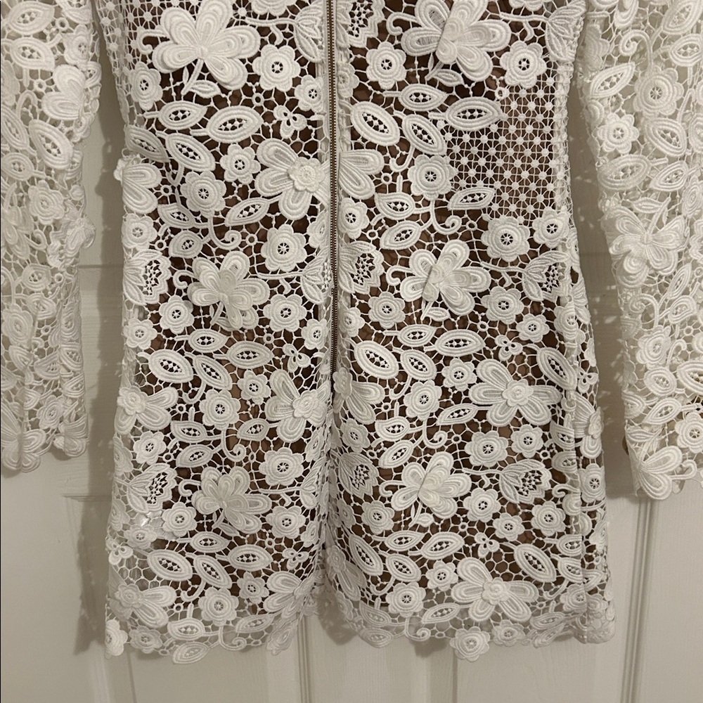 Self-Portrait 3D White Floral Guipure Lace Mini Dress New Size 4 - Picture 13 of 15